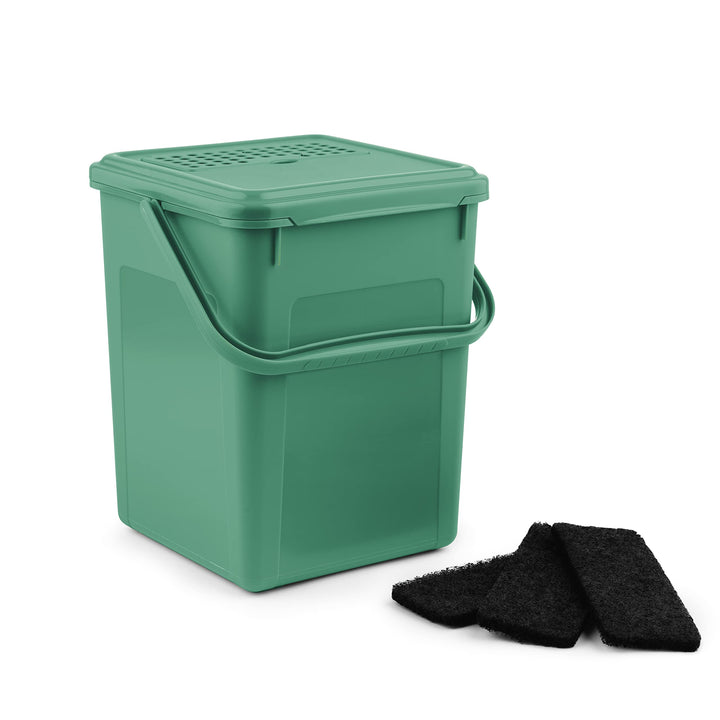Rotho Bio Komposteimer 9l mit Aktivkohlefilter im Deckel und weiteren Ersatzfilter, Kunststoff (PP)