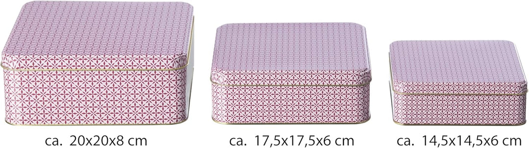 Brandsseller 3er Set Keksdose Rosa/Pink Eckig Weihnachtsdose Plätzchendose Gebäckdose Aufbewahrungsd