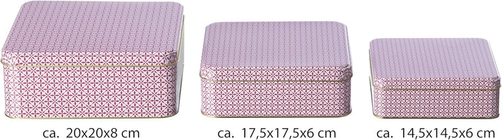 Brandsseller 3er Set Keksdose Rosa/Pink Eckig Weihnachtsdose Plätzchendose Gebäckdose Aufbewahrungsd