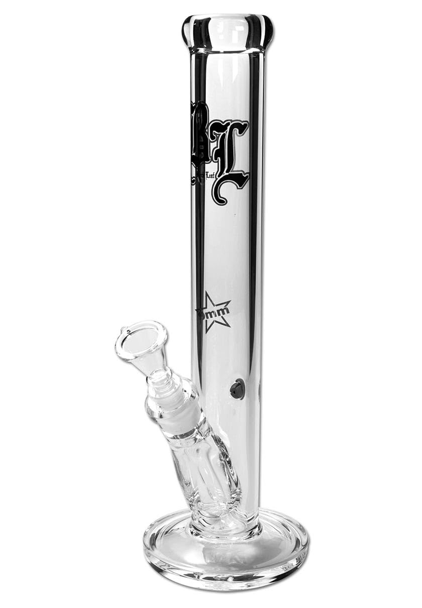 Black Leaf Zylinder Glas-Bong| Wanstärke von 9mm | ohne Ice (Zylinderbong 9mm klein)| Höhe 40 cm