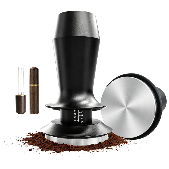 58 mm Espresso Tamper Set mit Doppelfeder und Einstellbarer Eindrücktiefe, WDT-Nadel, Barista Zubehö