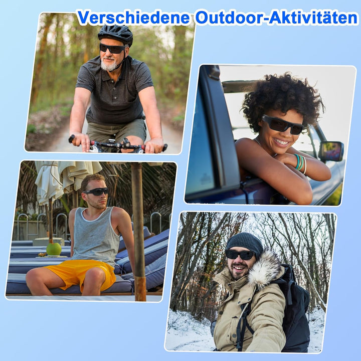 TANGMI Brille Kamera 4K, Action Cam für Motorrad Outdoor, Polarisiert 32GB | Videobrille, Sportkamer