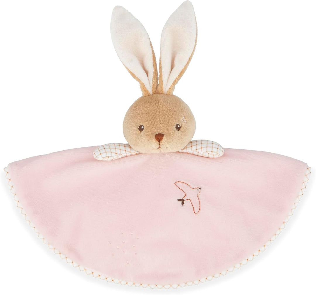 KALOO - Rundes Schmusetuch in Hasenform - Rosa - Vichy-Stil - Grösse 24 cm - Weiches und Flauschiges