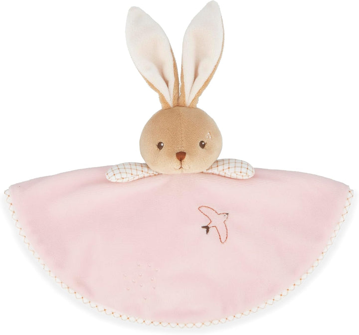 KALOO - Rundes Schmusetuch in Hasenform - Rosa - Vichy-Stil - Grösse 24 cm - Weiches und Flauschiges