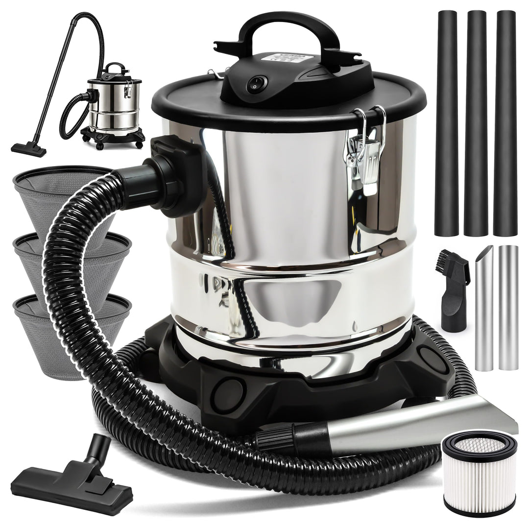 Aschesauger 20L 1650W Kaminsauger Staubsauger (Kabellänge ca. 4m) Inkl. HEPA Filter + Blasfunktion +