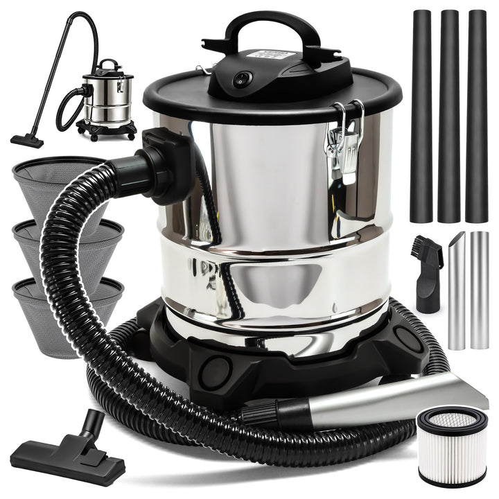Aschesauger 20L 1650W Kaminsauger Staubsauger (Kabellänge ca. 4m) Inkl. HEPA Filter + Blasfunktion +