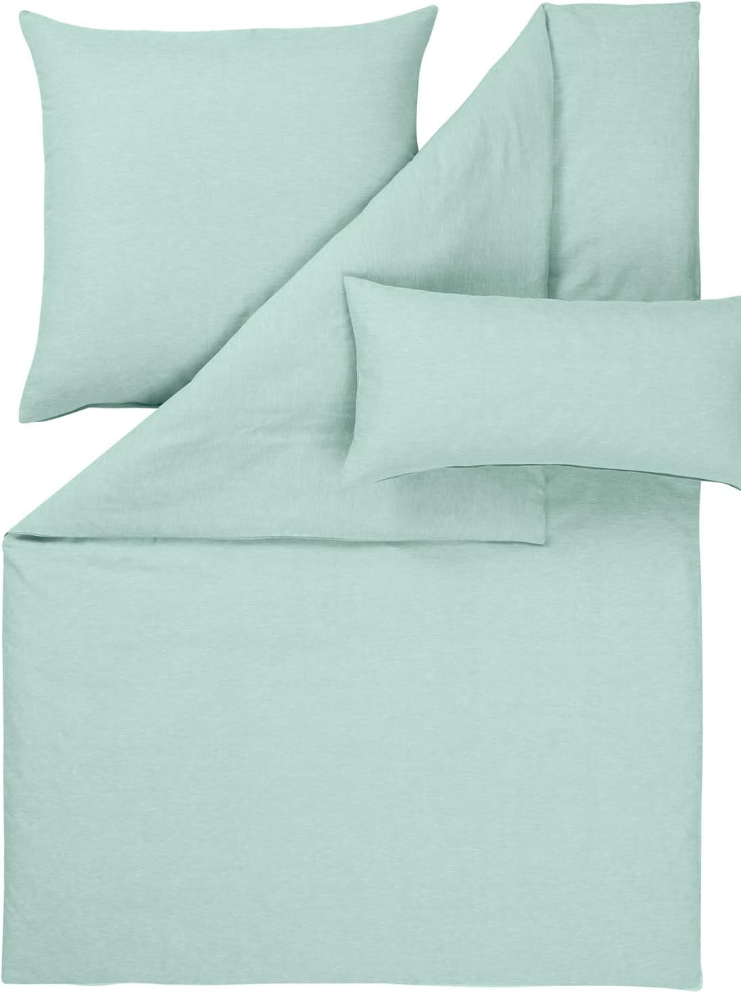 ESTELLA Halbleinen Bettwäsche Alvaro Mint, 1 Bettbezug 155 x 220 cm + je 1 Kissenbezug 80 x 80 cm +