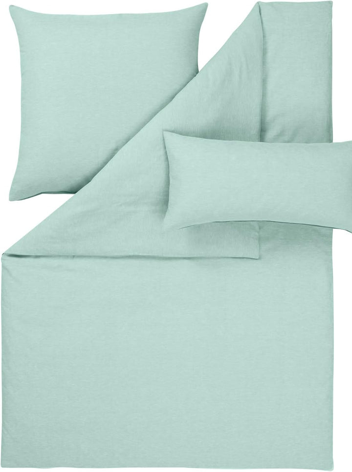ESTELLA Halbleinen Bettwäsche Alvaro Mint, 1 Bettbezug 155 x 220 cm + je 1 Kissenbezug 80 x 80 cm +