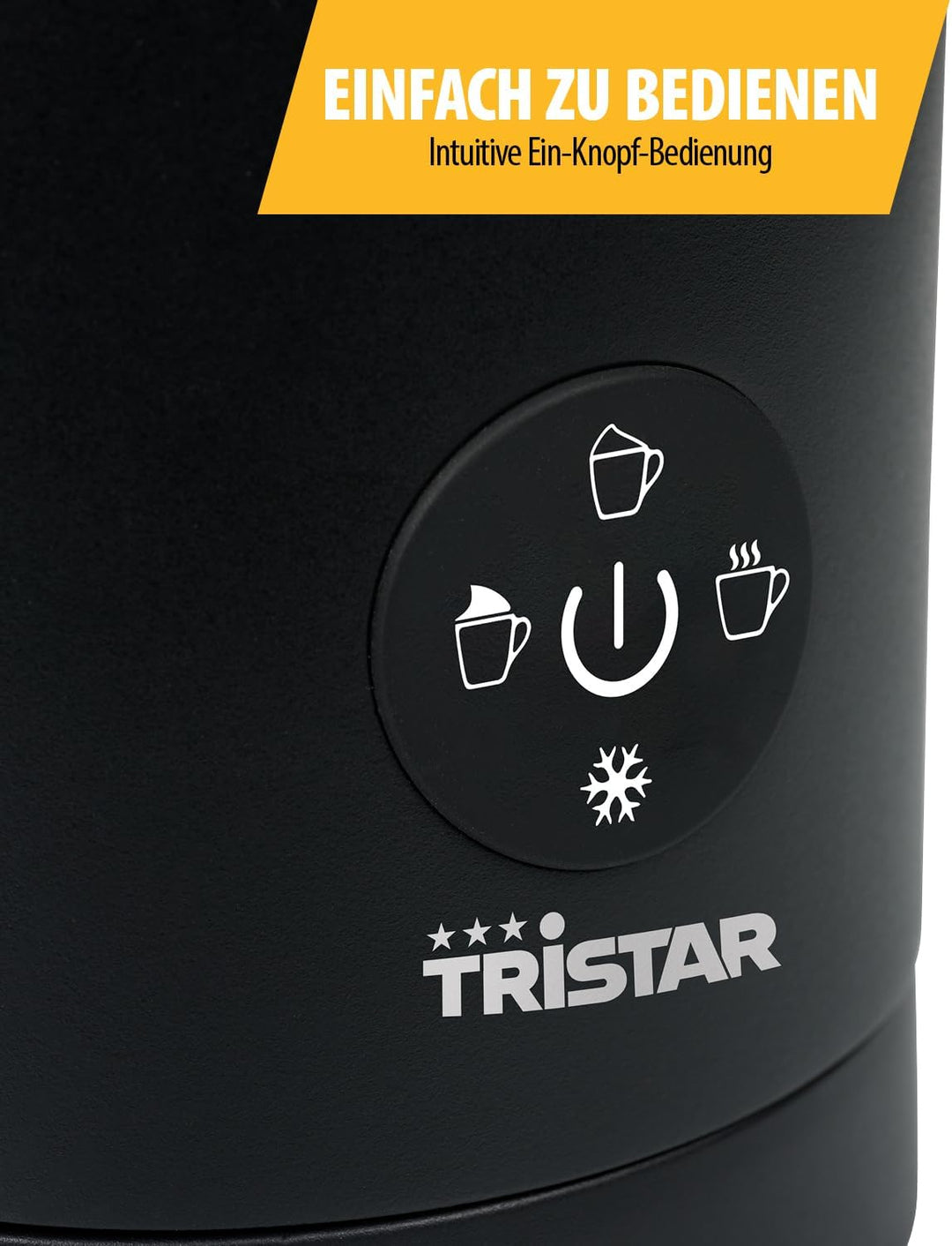 Tristar Milchaufschäumer, 4-in-1 Funktion, 500 W Leistung zum Erhitzen und Aufschäumen von Milch, Ei