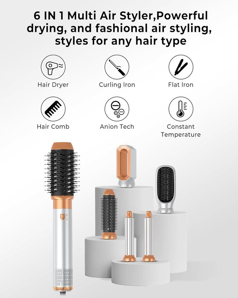 Air styler 6 in 1 Hair styler set mit 1000W Haartrockner, Warmluftbürste, Föhnbürste, Rundbürstenföh