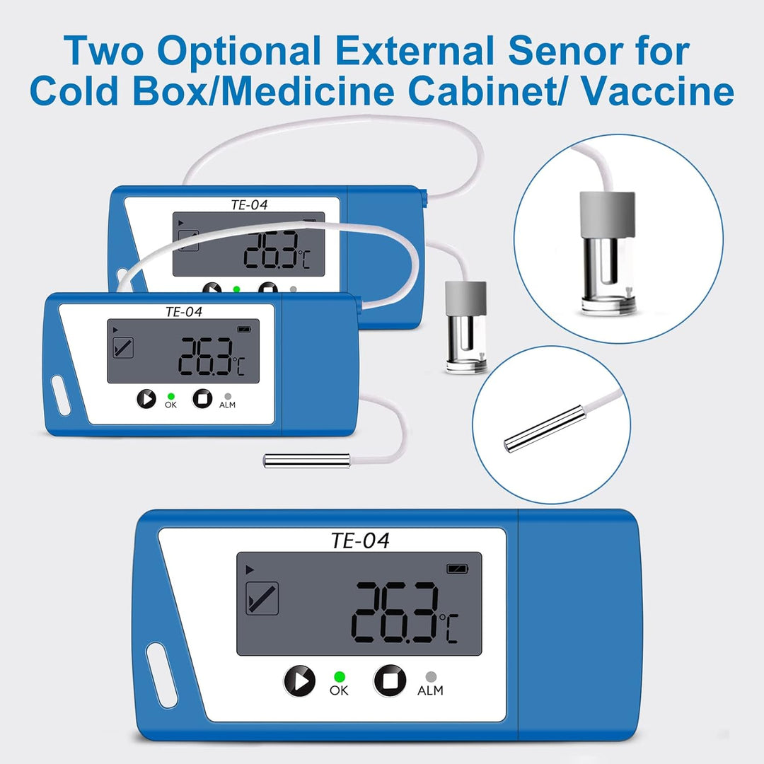 ThermElc Temperaturdatenlogger, Temperaturlogger mit externem Sensor, PDF & EXCEL Bericht, USB Daten