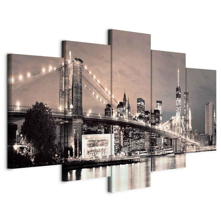 murando - Wandbilder XXL New York City 150x75cm 5 tlg - Wand Deko Leinwand Bilder Gross Wanddeko Woh