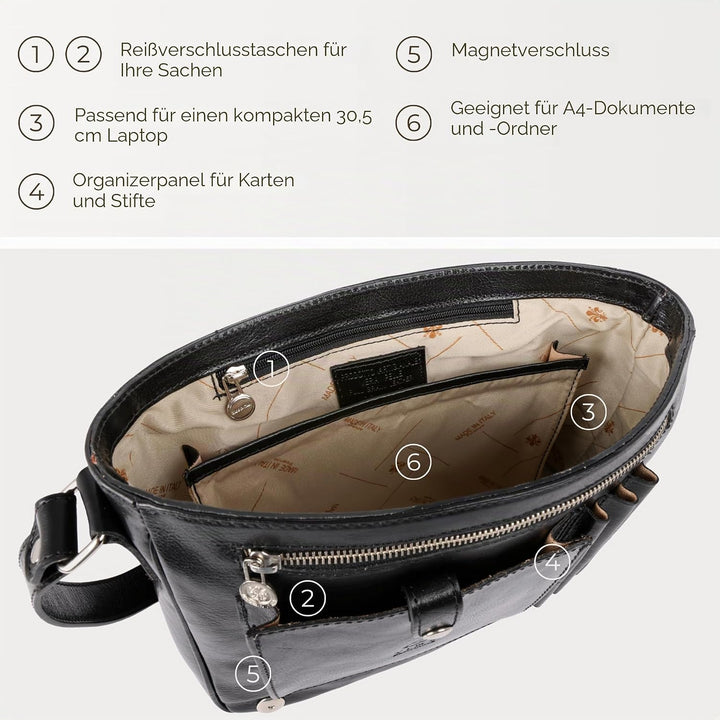 Time Resistance Leder Umhängetasche Herren - Messenger Bags - Arbeitstasche Herren - Elegante Aktent