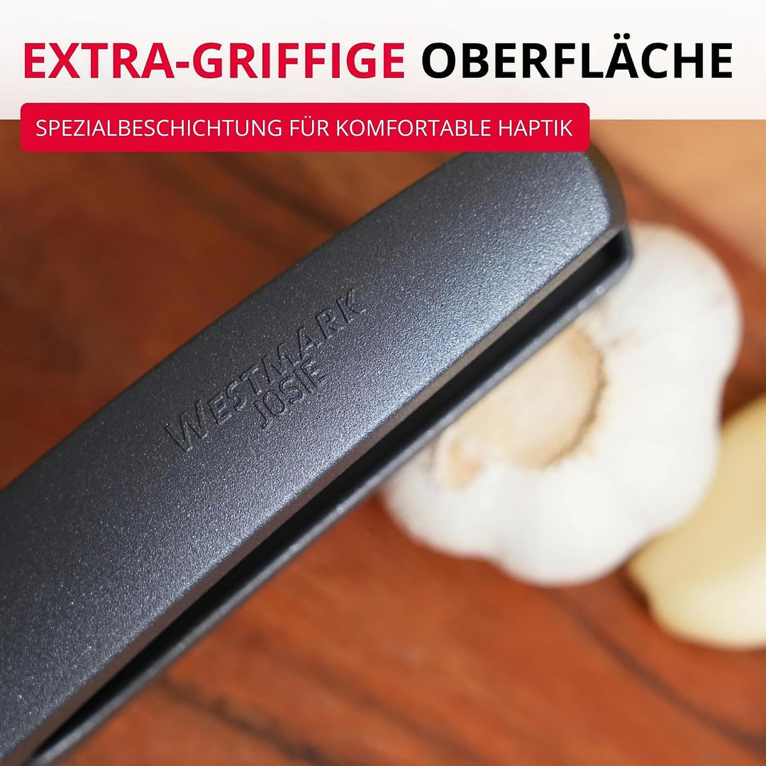 Westmark Knoblauchpresse - Premium Graphit Edition - inkl. Reinigungselement - kein schälen notwendi