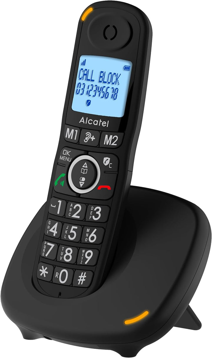 Alcatel XL595 B Schnurlostelefon mit grossen Tasten, grosses Display und Audio-Boost, Anrufsperre SO