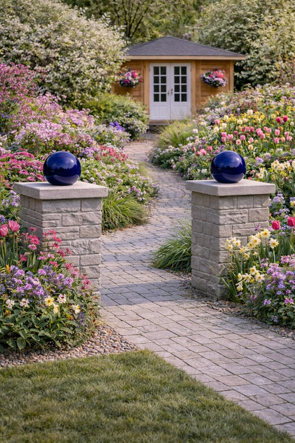 Keramik Kugel 20 cm Gartenkugel Dekokugel Gartenfigur Dekoration aus frostfester, witterungsbeständi