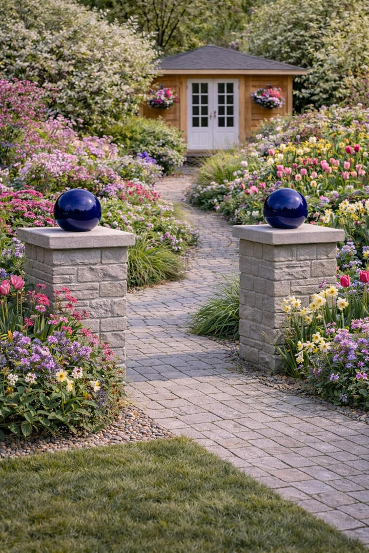 Keramik Kugel 20 cm Gartenkugel Dekokugel Gartenfigur Dekoration aus frostfester, witterungsbeständi