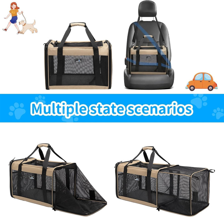 Wakytu transportbox Katze Fluggesellschaftsgenehmigte Erweiterbare Haustiertransporttasche für klein