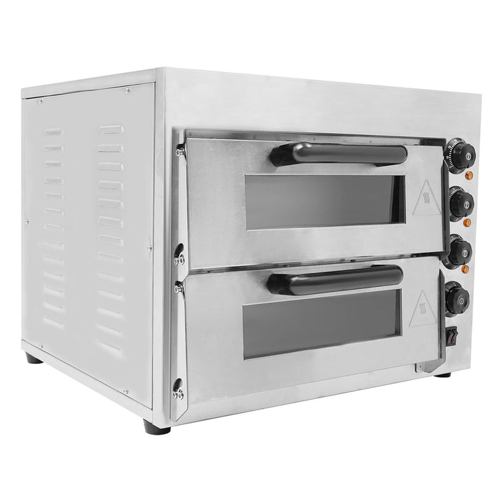 3000W Edelstahl Pizzaofen Elektrisch, 40L Pizza Backofen Pizzabackofen Pizza Ofen Schamottstein mit