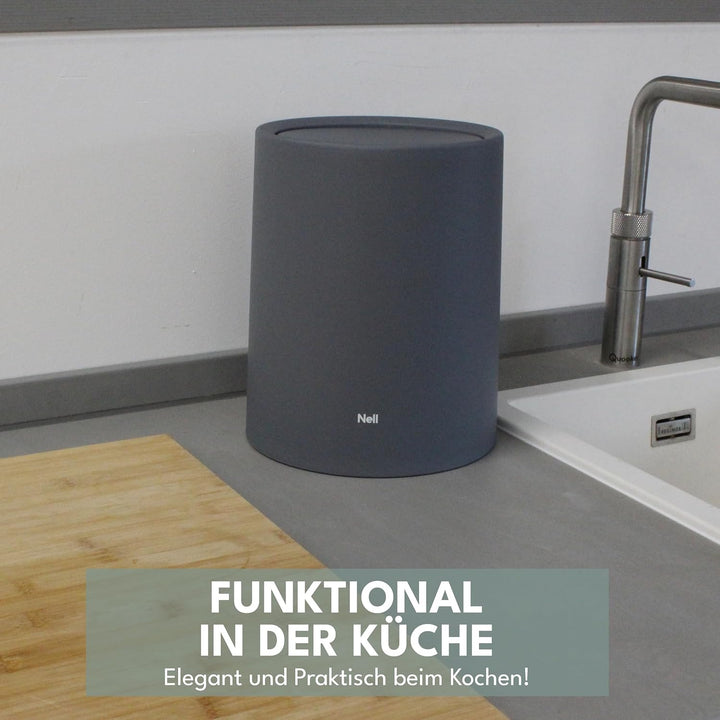 Mülleimer Bad – runder Badezimmer Mülleimer matt mit Schwingdeckel, versteckter Müllbeutel, Kosmetik