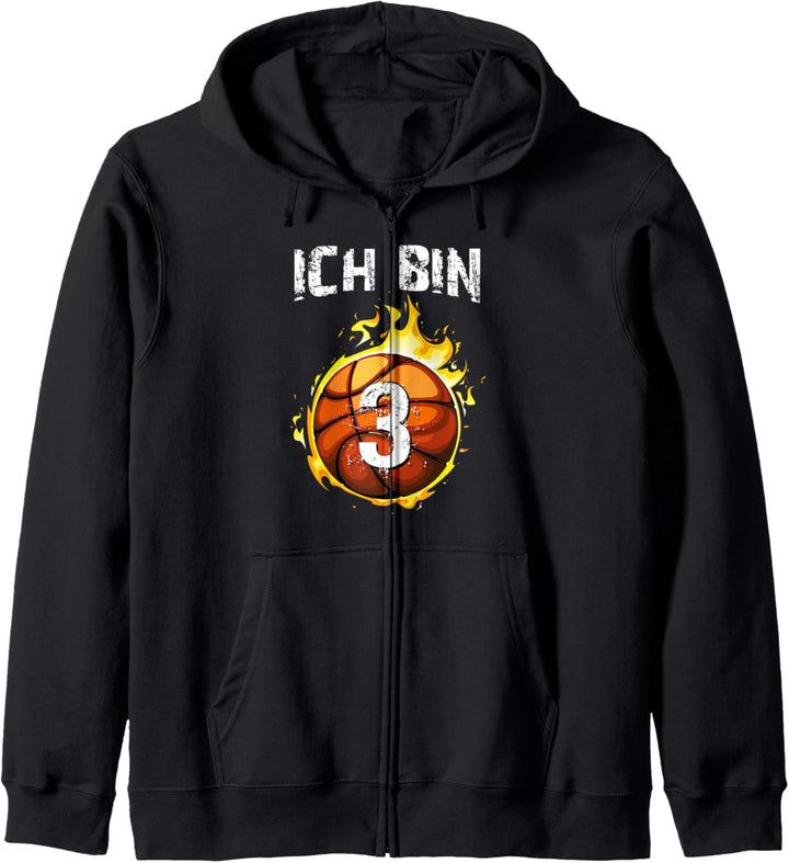 Ich bin 3 Jahre Basketball Junge Geschenk Kinder Kapuzenjacke