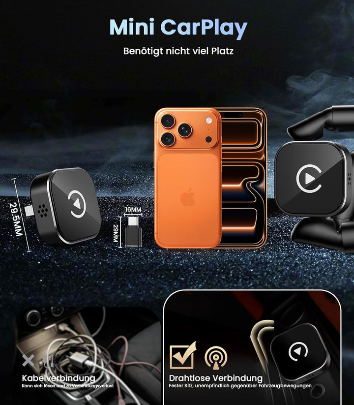 2026 CarPlay Wireless Adapter für Apple CarPlay & Android Auto, 2-in-1 Wired zu Wireless Car Play, K