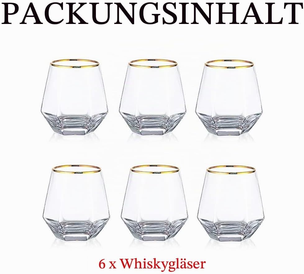 Diamond Whisky Glasses 6er-Set Gekipptes Scotchglas 300 Ml Whiskyglas Moderner Look Für Männer Fraue