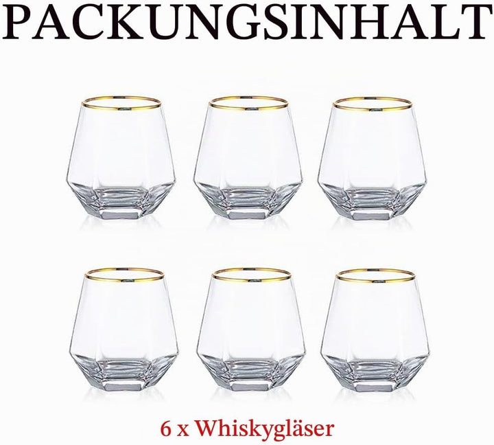 Diamond Whisky Glasses 6er-Set Gekipptes Scotchglas 300 Ml Whiskyglas Moderner Look Für Männer Fraue