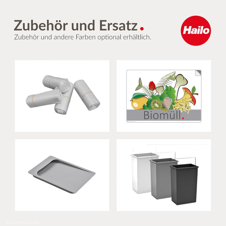 Hailo Inneneimer anthrazit 10L | Kunststoff mit Henkel | Ersatz-Inneneimer für Abfallsammler Terzett