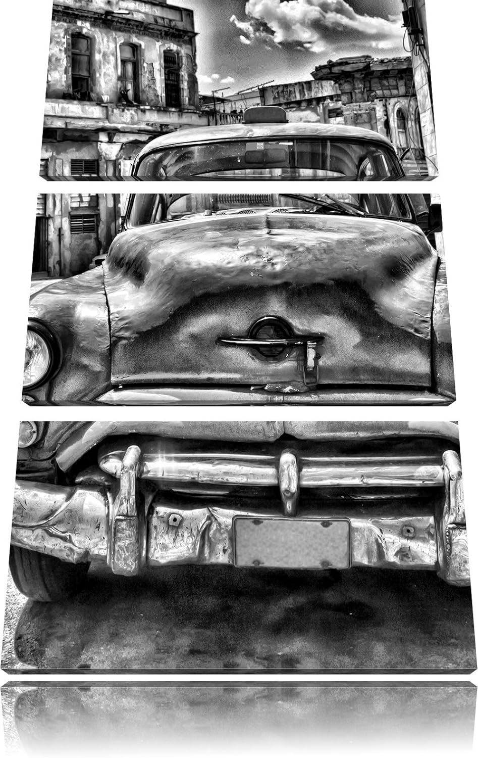 Pixxprint Blaue Schönheit in Cuba 3Teiler 120x80 cm Leinwandbild Wandbild Kunstdruck