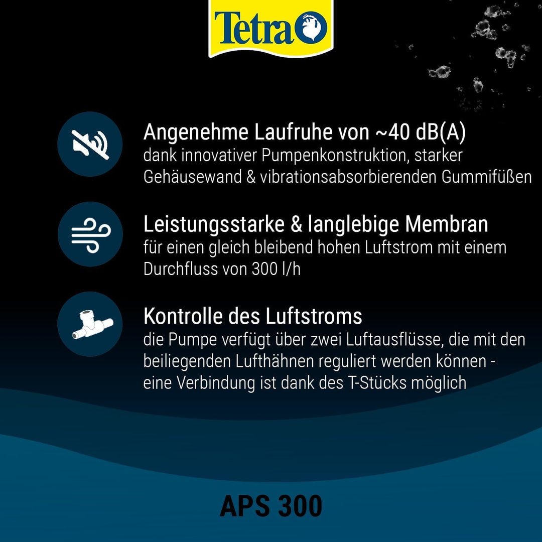 Tetra APS 300 Aquarium Luftpumpe - leise Membran-Pumpe für Aquarien von 120-300 L, weiss Weiss APS 3