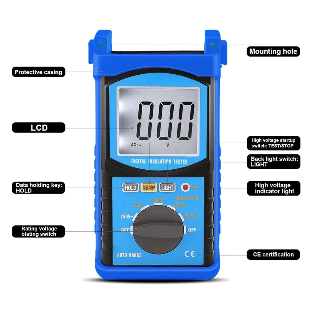 Isolationsmesser Isolationsmessgerät Isolationswiderstand Digitales Auto Range MegOhmmeter 1999 Coun