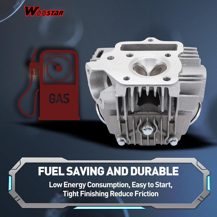 WOOSTAR 52,4 mm Big Bore Zylinder und Kopf 66mm Ventile mit Kolbenring Ersatz für 4-Takt 110ccm Chin
