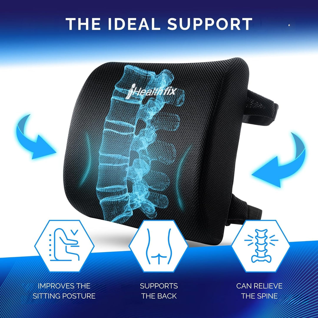 Healthfix® Ergonomisches Lendenkissen – Entwickelt mit Experten in Deutschland – Verbessert Haltung