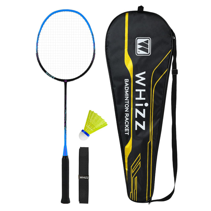 WHiZZ Carbon Badminton Schläger Set, Leichter Graphit Badmintonschläger Federball Set für Training,
