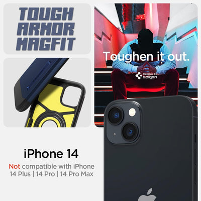 Spigen Tough Armor MagFit Hülle Kompatibel mit iPhone 14 -Navy Blue, Navy Blue