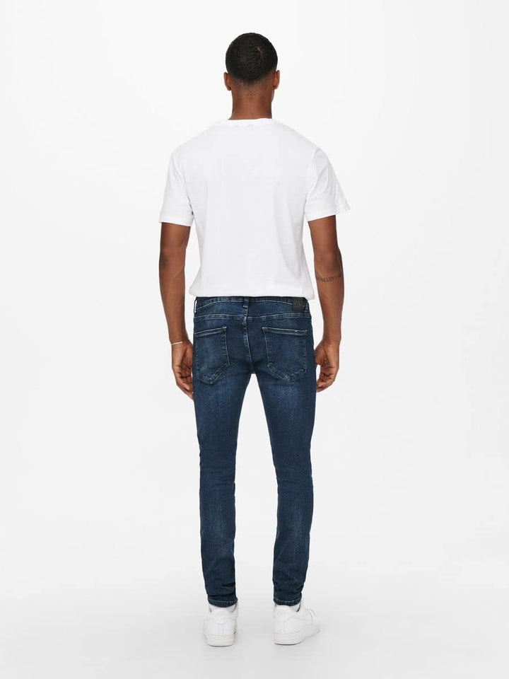 ONLY & SONS Male Skinny Jeans Skinny Fit Mittlere Taille Jeans 29 Blue Denim, 29 Blue Denim