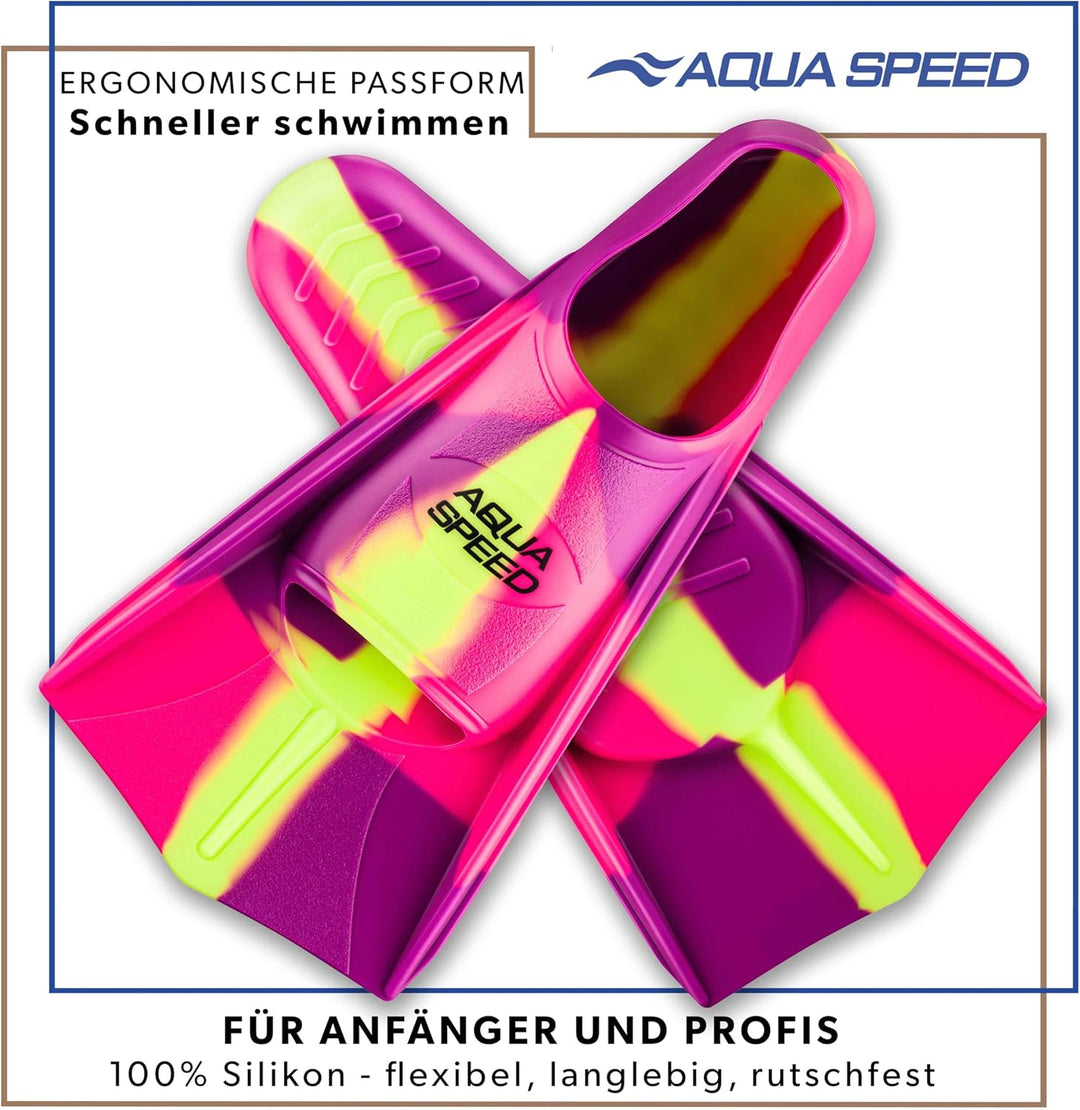 Aqua Speed Kurze Schwimmflossen für Erwachsene und Kinder I HIGH TECH | weiche Trainingsflossen I le