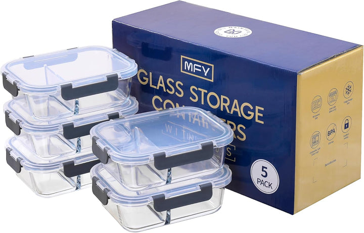 MFY 5 Packungen mit 36-Unzen-glasbehälter mit deckel, frischhaltedosen mit deckel, Meal Prep Boxen G