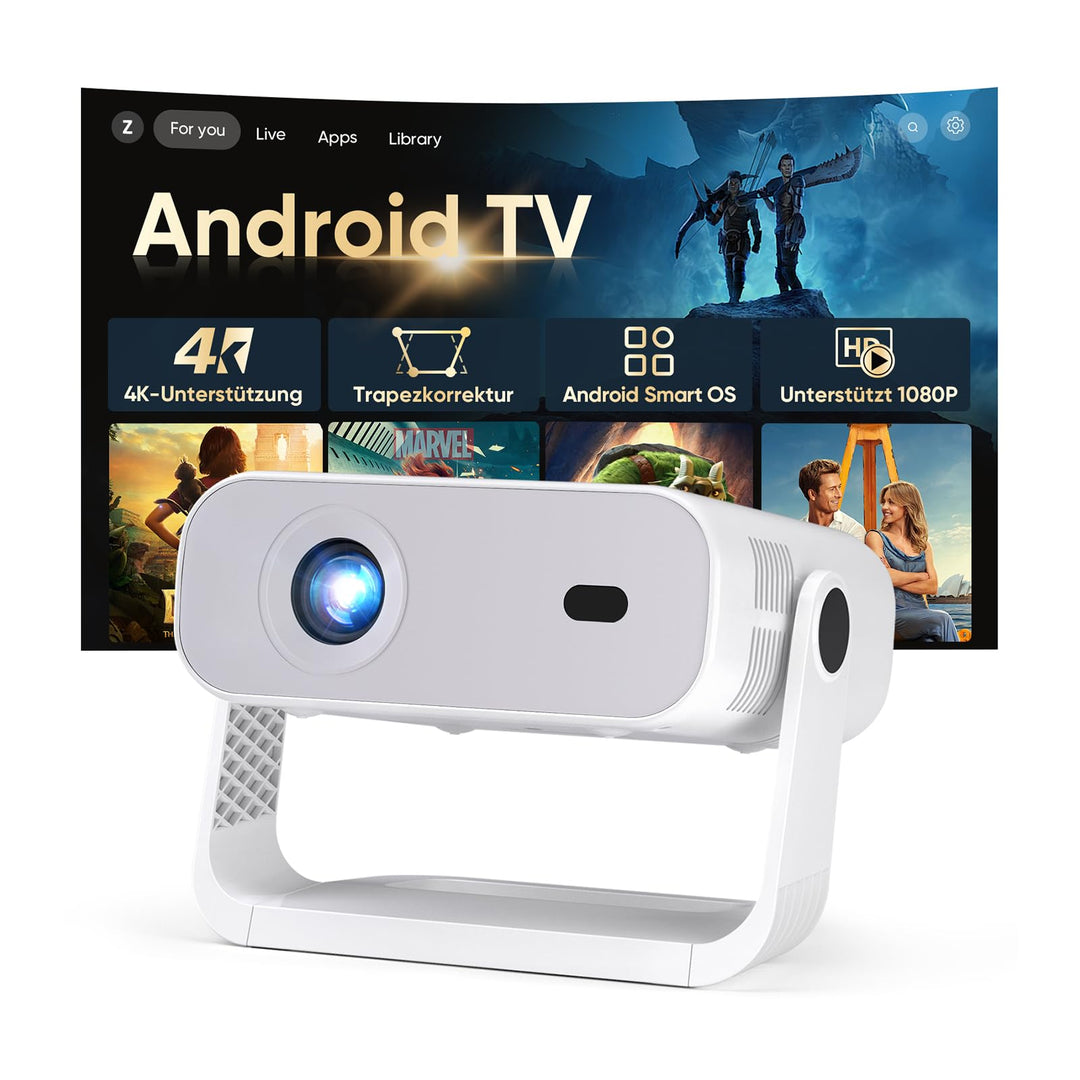 Wielio Neuer Smart Mini Beamer Integrierte APP, Android 14, Unterstützt 1080P und 4K-Dekodierung,Aut