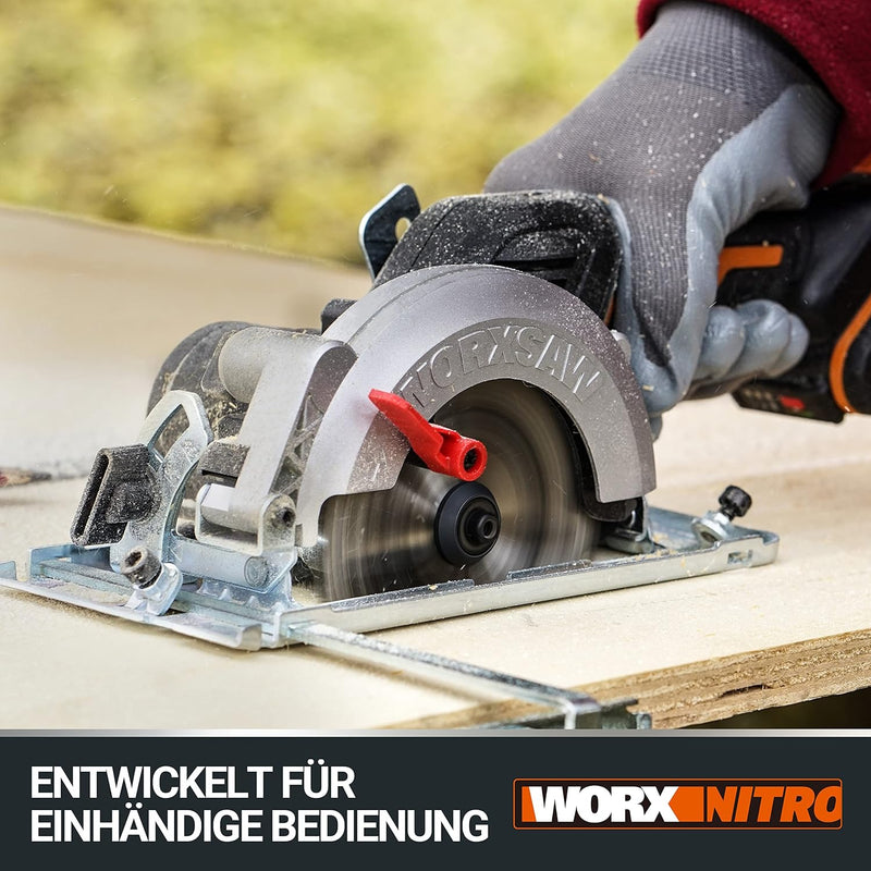 WORX WX531.9 Akku Handkreissäge 20V – Bürstenlose Kreissäge für exakte, gerade Schnitte – Schneidet