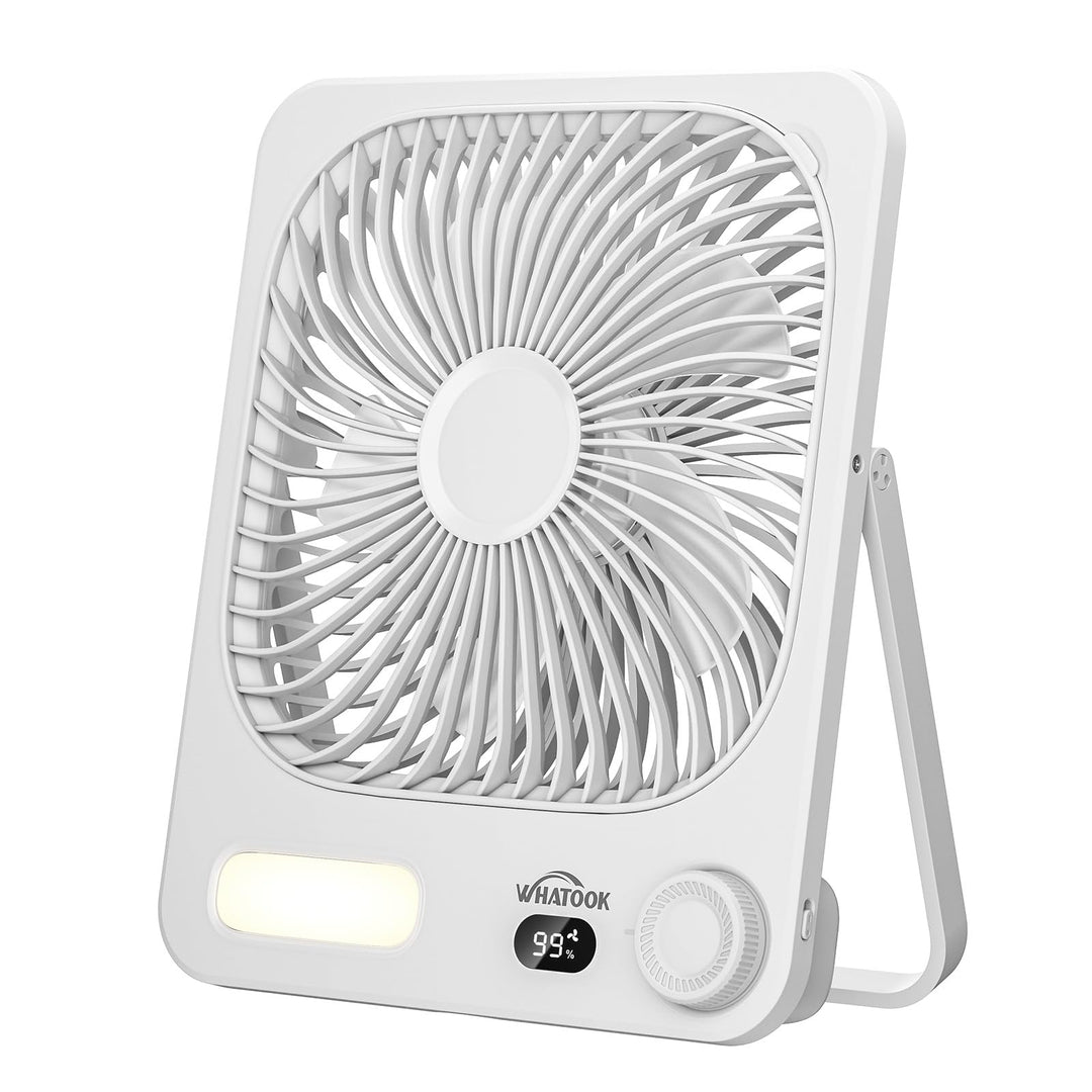 Akku Ventilator: 10000mAh 40H Tischventilator Leise mit 100 Stufen, 15s Auto-Aus LED Display, Reinig