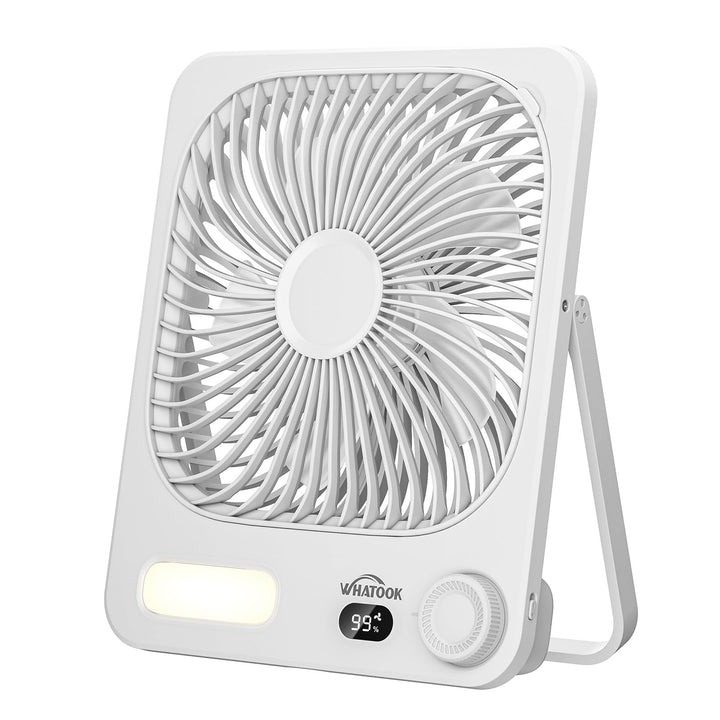 Akku Ventilator: 10000mAh 40H Tischventilator Leise mit 100 Stufen, 15s Auto-Aus LED Display, Reinig