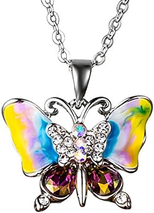 Hanessa Damen-Schmuck Edle Halskette Bunter Schmetterling Regenbogen Geschenk zu Weihnachten für die
