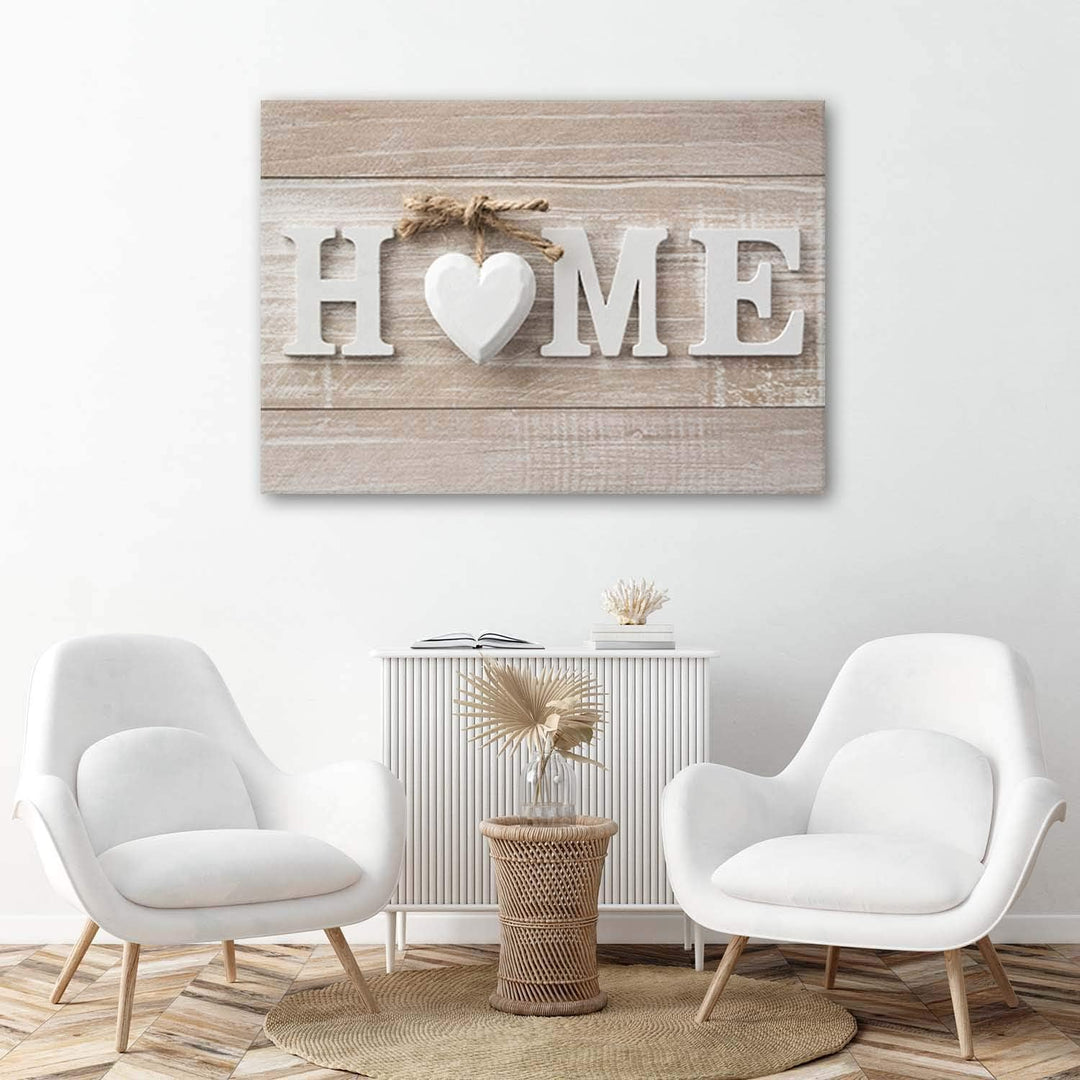 Feeby Bilder Home Herz XXL 90x60 cm 1 Teilig Wandbilder Leinwandbilder Bild auf Leinwand Wanddeko Ku