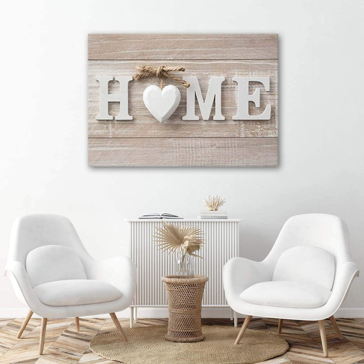 Feeby Bilder Home Herz XXL 90x60 cm 1 Teilig Wandbilder Leinwandbilder Bild auf Leinwand Wanddeko Ku