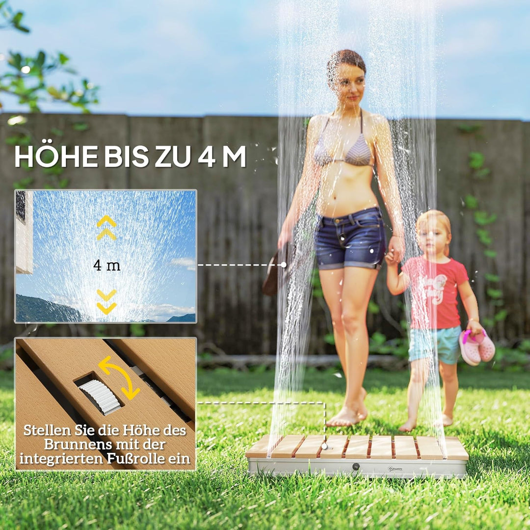 Outsunny Bodendusche Gartendusche mit einstellbar Fussrad Aluminium Aussendusche bis 4 m Fontänenhöh
