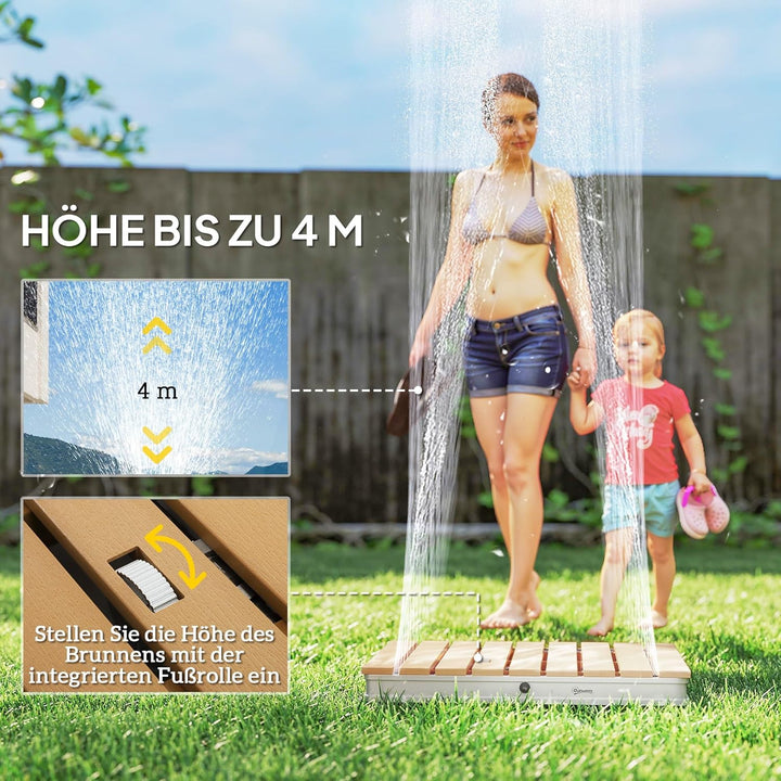 Outsunny Bodendusche Gartendusche mit einstellbar Fussrad Aluminium Aussendusche bis 4 m Fontänenhöh