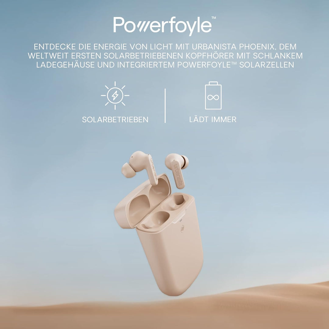 Urbanista Phoenix Solar In Ear Kopfhörer Bluetooth Noise Cancelling, unendliche Spielzeit, IPX4 Hybr