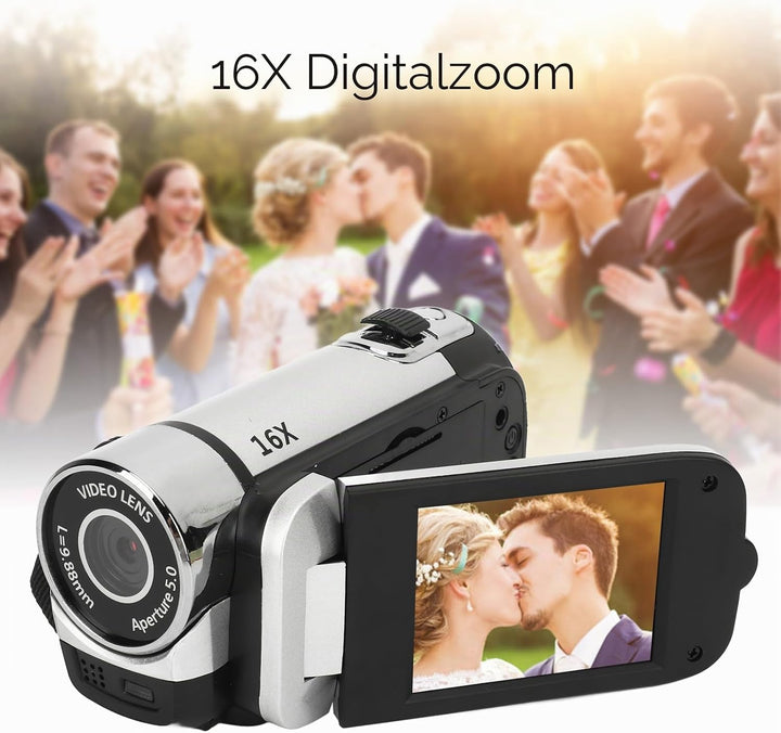 D90 1080P 16MP Digitalkamera 2,4 Zoll Drehbare Bildschirmkamera 16X Zoom HD Videorecorder mit Füllli